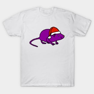 Purple Rat wearing Christmas Santa Hat T-Shirt